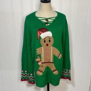 Tiara International Christmas  “Oh Snap!” Gingerbread Man Sweater size L